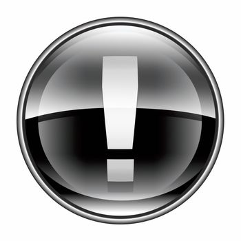 Exclamation symbol icon black, isolated on white background