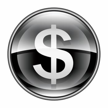 dollar icon black, isolated on white background