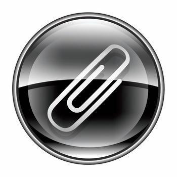 Paper clip icon black, isolated on white background