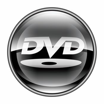 DVD icon black, isolated on white background.