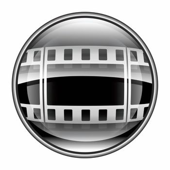 Film icon black, isolated on white background.