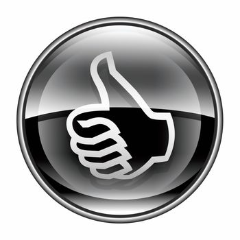 thumb up icon black, approval Hand Gesture, isolated on white background. 