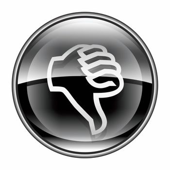 thumb down icon black, isolated on white background. 