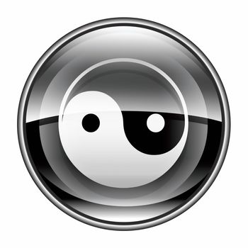 yin yang symbol icon black, isolated on white background. 