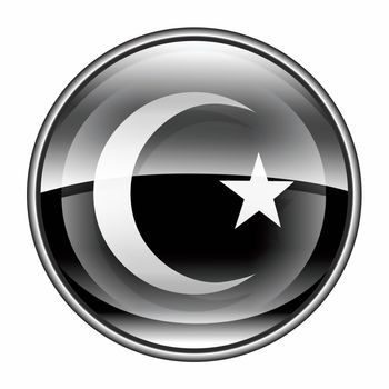 moon and star icon black, isolated on white background.