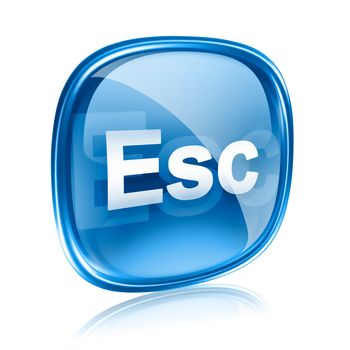 Esc icon blue glass, isolated on white background