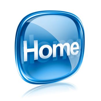 home icon blue glass, isolated on white background