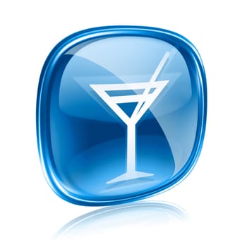 wine-glass icon blue glass, isolated on white background.