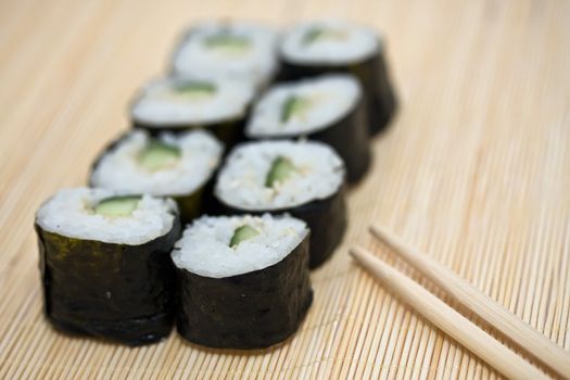 Traditional Japanese food Sushi, close-up