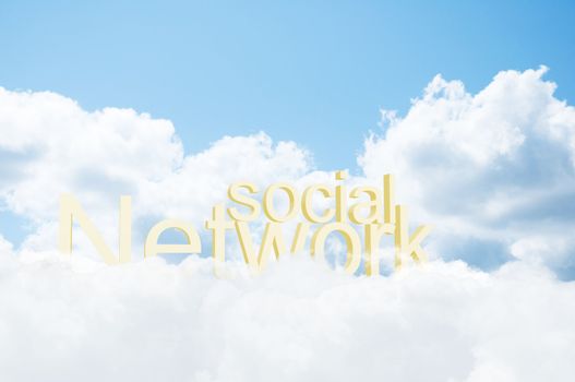 3d word social network in the clouds, the concept of modern communication