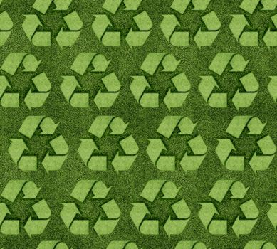 Seamless Grassy recycle sign background.