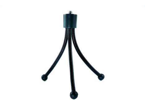 mini flexible black tripod with curved legs isolated on white