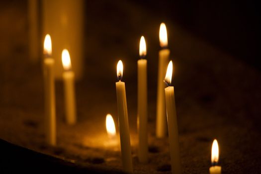 Group of candles with selective focus