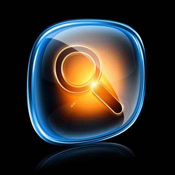 magnifier icon neon, isolated on black background