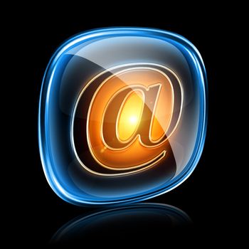 email icon neon, isolated on black background