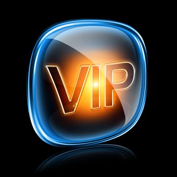 Vip icon neon, isolated on black background