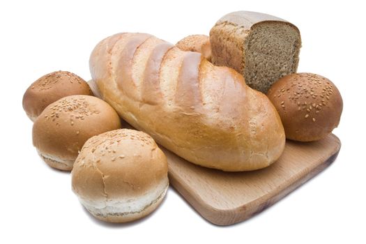 Different types of bread isolated on white