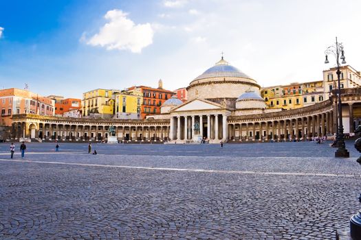 The basilica of Piazza Plebiscito in Naples, Italy