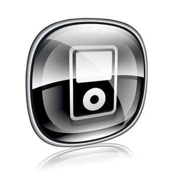 mp3 player black glass, isolated on white background