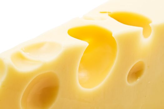 Holes in cheese, close up