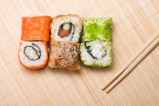 Traditional Japanese food Sushi, close-up