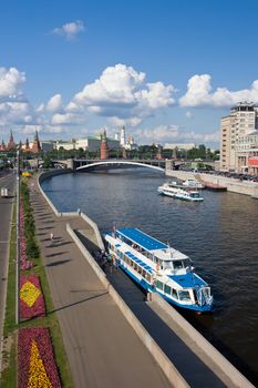 Famous Moscow Kremlin and Moskva river, Russia