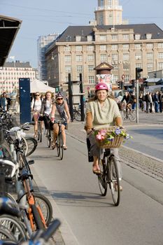 Bicycles traffic in the street of Copenhagen