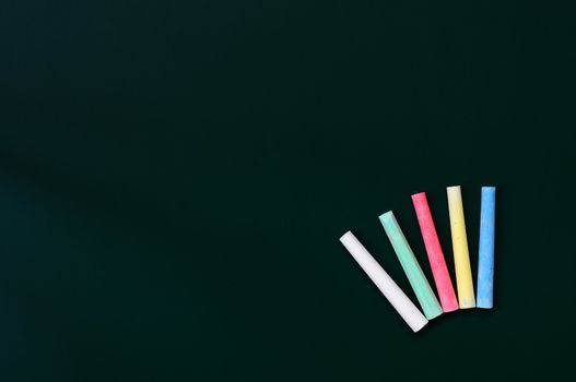 Blank chalkboard background with colorful chalk for text writing and design