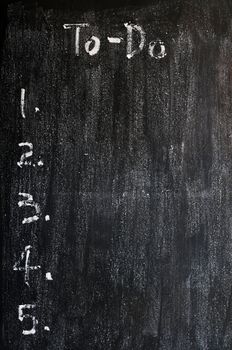 Blank to-do list drawn with white chalk on a smudged blackboard