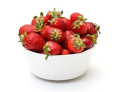 Fresh Strawberries in Bowl, isolated on white background