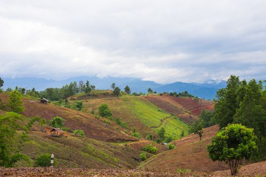 mountain valley of northern Thailand  in cloudy weather