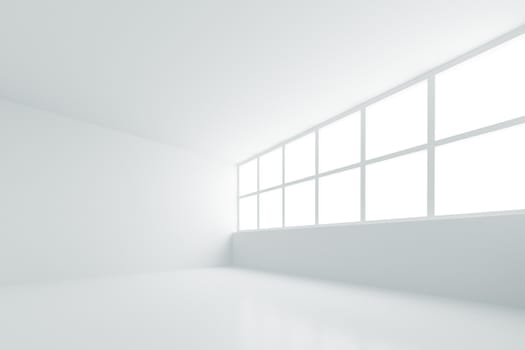 3d Illustration of Empty White Room Background