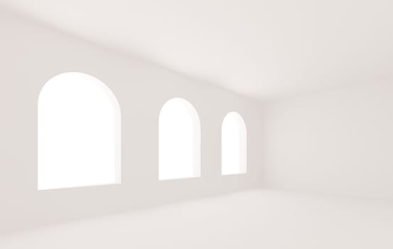 3d Illustration of Empty White Room Background