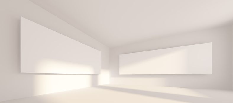 3d Illustration of White Gallery Interior Background