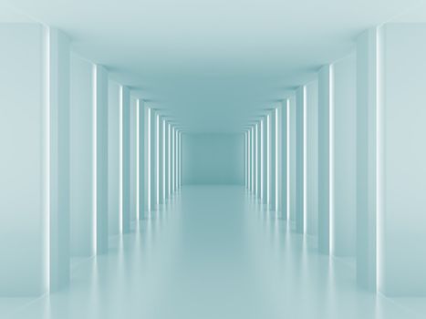 3d Illustration of Blue Columns Hall Background