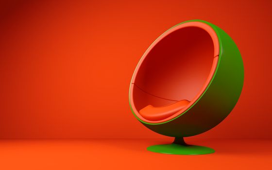 3d Illustration of Green Chair on Red Background