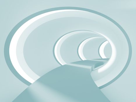 3d Illustration of Blue Abstract Tunnel Background