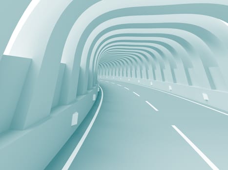 3d Illustration of Blue Abstract Tunnel Background