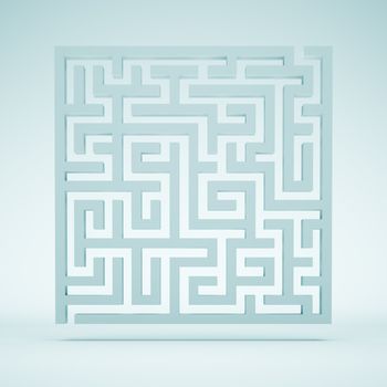 3d Illustration of Blue Abstract Maze Background