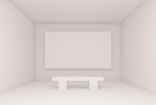 3d Illustration of White Abstract Gallery Interior