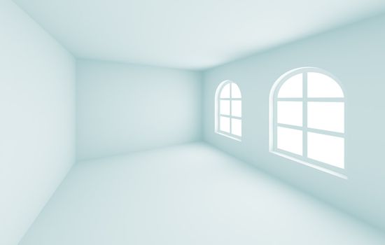 3d Illustration of Blue Abstract Empty Room