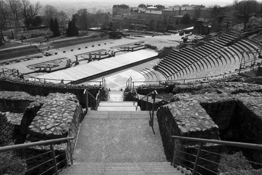 Remains of the Ancient Theater of Fourvière in Lyon, France.