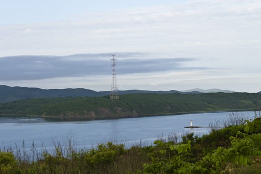 The island and the sea early in the morning from the continent