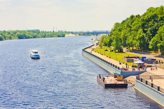 passenger cruise ship on River