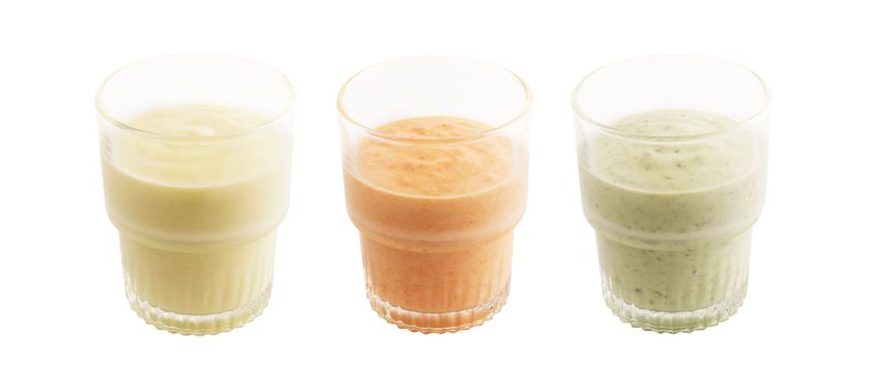 close up of glasses of indian lassi drinks