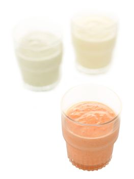 close up of glasses of indian lassi drinks