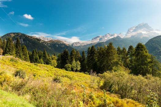 Panoramic view to the Brenta Group or Brenta Dolomites