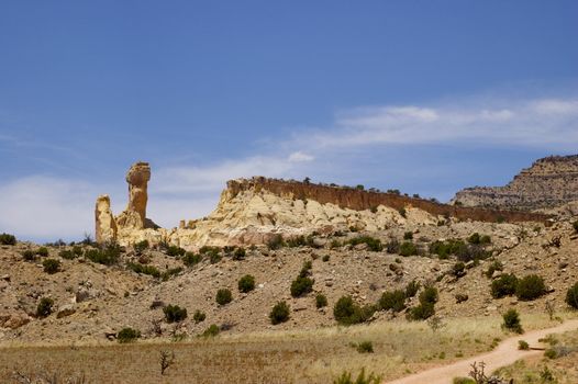 Featuring a rock formation at the red rock canyon/ mountain at Georgia O' Keefe's Ghost Ranch, New Mexico