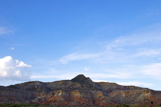 Featuring a rock formation at the red rock canyon/ mountain at Georgia O' Keefe's Ghost Ranch, New Mexico