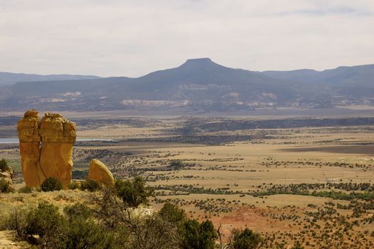 Featuring a rock formation at the red rock canyon/ mountain at Georgia O' Keefe's Ghost Ranch, New Mexico